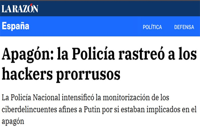 Tras el apagón… lo más importante: buscar hackers o propaganda prorrusa. Y es que hay que convencer de que hay que gastar en armas
