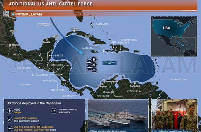 Otra excusa imperialista: Miles de efectivos, submarinos y barcos de EEUU se despliegan en el Caribe para “combatir cárteles”. Análisis
