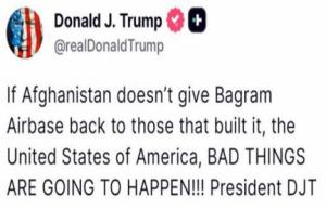 El gobierno afgano manda al carajo a Trump: el yanqui pretende volver a ocupar una base que construyó la URSS. Análisis
