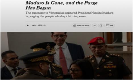 ¿Se ha establecido una dictadura en Venezuela? Después del arresto de Maduro, comenzó una purga a gran escala, según el New York Times