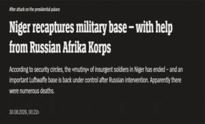 Fracasa intento de golpe de Estado prooccidental en Níger. Fue decisivo el papel del Afrika Korps ruso