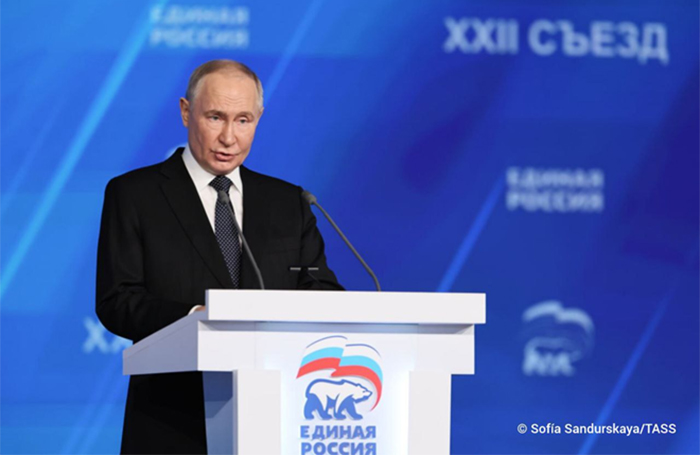 Discurso de Putin en el 22 Congreso del partido Rusia Unida: 'El chantaje a Rusia no dará resultados'