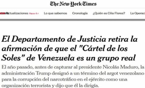 El caso de Maduro al borde del colapso mientras el Departamento de Justicia de EEUU admite que el Cartel de los Soles no existe
